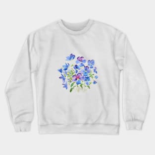 purple pansies watercolor Crewneck Sweatshirt